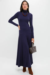 Ink Lux Jersey Knit Turtleneck Long Sleeve A-Line Dress